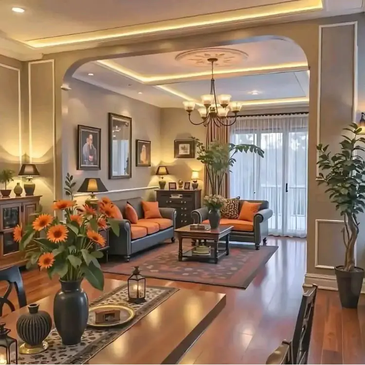 Carefully selected furniture and durable materials designed for a warm climate residential interior