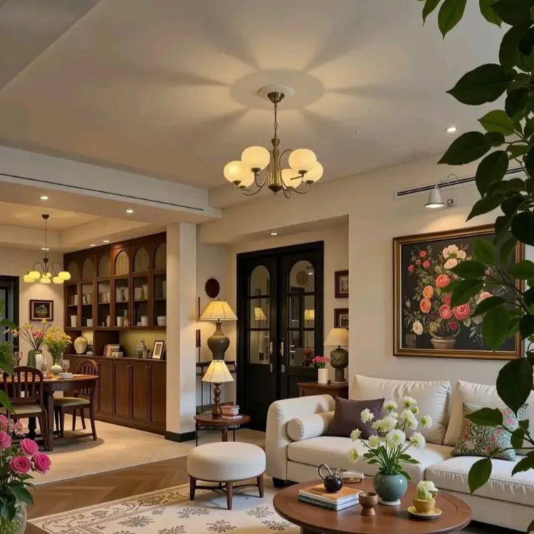 Full service interior design project featuring coordinated furniture, lighting, and custom finishes in a modern home